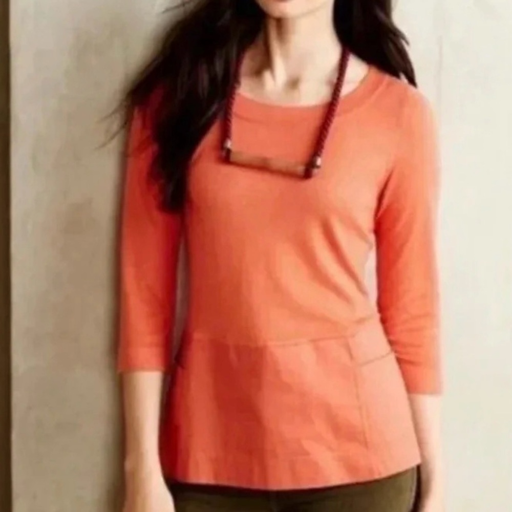 Anthropologie Moth Women's Tangerine Mixed Media Sweater